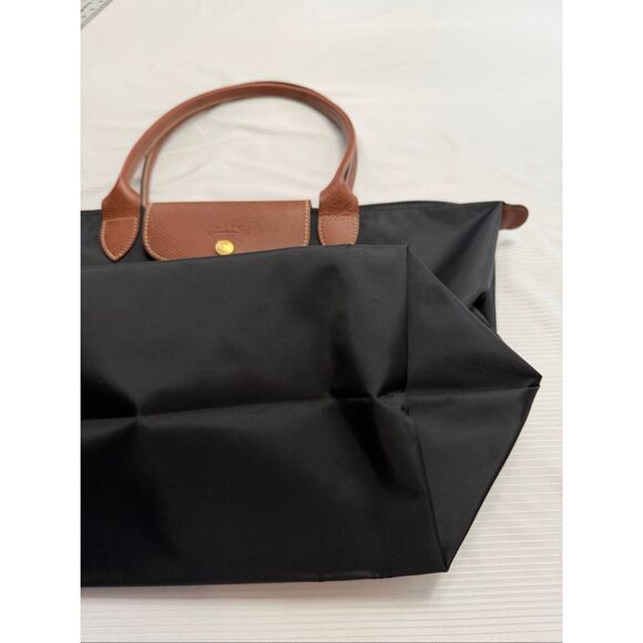 LONGCHAMP Le Pliage Large Foldable Nylon Shoulder Tote Black/Brown - Picture 10 of 15